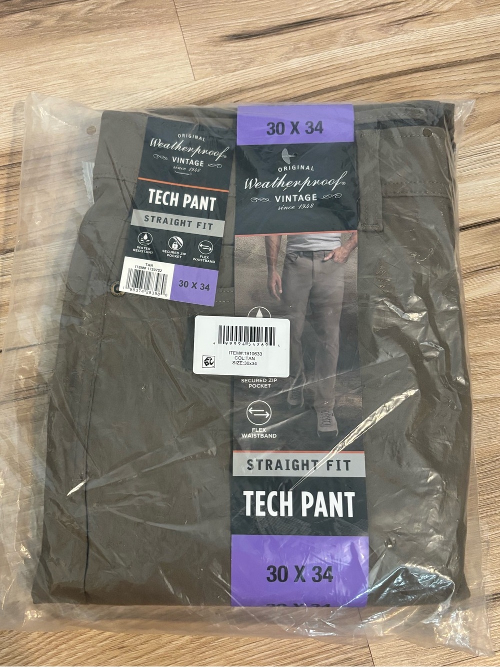 Original Weatherproof Straight Fit Tech Pant 30x34 TAN